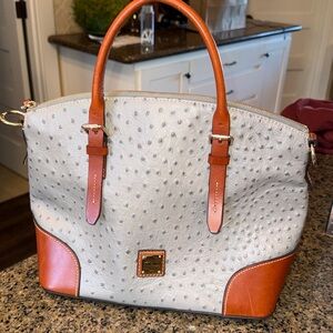 Dooney & Bourke Grey Ostrich Domed Satchel Tote Bag New